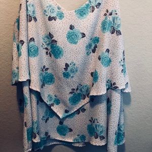 White/Blue Flower Tank Top